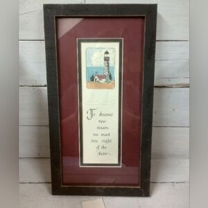 MPRESSIONS Lighthouse Framed Embossed Watercolor Beacon of Light, Wood Frame.